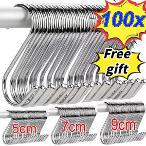 【100Pcs】Stainless Steel Metal S-Shaped Hooks Multi-Purpose 3 Sizes Clothing Hanging Hooks