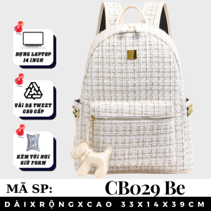 Balo Da Thời Trang Balô da Lv Dạ Cao Cấp Balo mc Cặp Đi Học Đi Chơi Balo Đựng Laptop 14 Inch CATTIE CB029