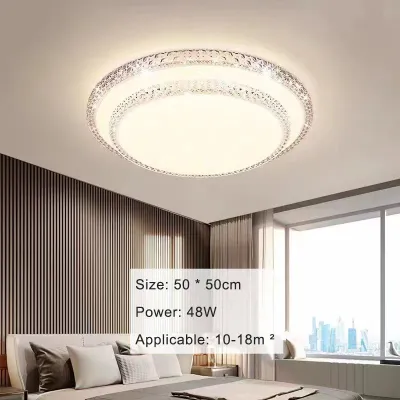 Modern Double-layer Crystal Ceiling Lamp Led Living Room Lamp LED48W Dimmable 3 Color Ceiling Light 40cm/50cm
