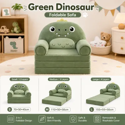 DreamHug 2/3/4 Layers Kids Cartoon Folding Sofa Kids Gift Set Cartoon Sofa Mini Kids Sofa Bed