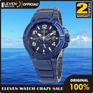 [Promo] Jam Tangan Pria Guess W0218G4 Rigor Iconic Blue Plated Multi-Function Steel Original Garansi 2 Tahun [✔COD][100% Authentic]