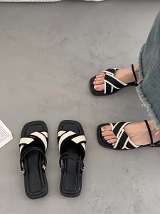 [Free Shipping] WomenS Summer Flat Sandals Fashionable And Elegant Suitable For Pairing With Skirts 2026 New Versatile Roman Sandals