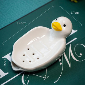 Sincecu Ceramic Soap Dish Soap Holder Bathroom Dish Cartoon Creative Ceramic Soap Box Toothbrush Holder Cute Duck Drain Soap Box Rack