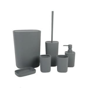 Bộ phụ kiện phòng tắm nhựa 6PC vệ sinh cốc đánh răng wastebasket kế hoạch tiết kiệm không gian kế hoạch