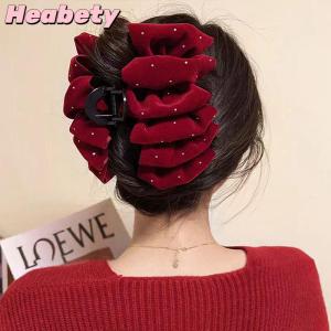 Heabety 1pc Black Red Velvet Bow Hairpin For Women Princess Head Grab Hair Claws Headdress Large Hair Clips Girls Hair Accessories