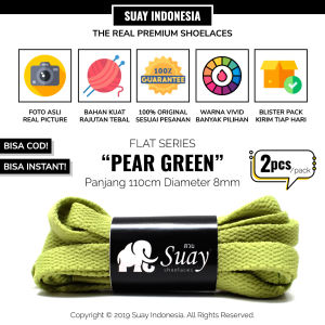SUAY Tali Sepatu Gepeng Pipih Warna Hijau Kukus Panjang 110cm 8mm - Pear Green FLAT Shoelaces