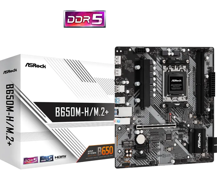 # ASRock [ B650M-H/M.2+ / B650M-H/M.2+ WiFi ] mATX AMD Motherboard # AMD AM5