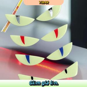 YIBAR Sáng 3D Quỷ Mắt Mèo mắt Thiết kế xe máy Sticker Glowing Đèn pha decal cho xe tay ga trang trí