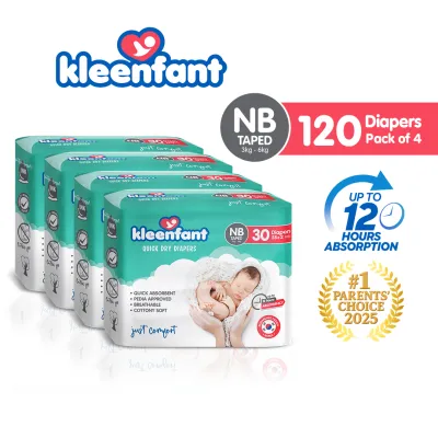 Kleenfant Diaper for Baby Taped Newborn Pack of 4 120 pad Baby Needs Korean Diaper New Born Babies