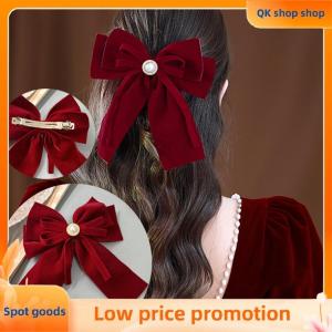 ✨QK shop✨ Elegant Velvet Bow Hair Clip Ribbon Bowknot Ponytail Barrette Hair Pin Women Girls Wedding Party Hair Accessories