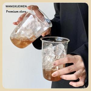 [COD] ถ้วยกาแฟแก้วลาเต้แบบโค้งสำหรับใช้ในครัวเรือนแก้วน้ำผลไม้แบบเรียบง่ายขวดน้ำใสแก้วเครื่องแก้วอุปกรณ์ชงกาแฟ