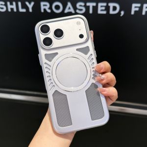 Luxury Mecha Heat Dissipation Shockproof Magnetic Phone Case For iPhone 17 16 15 14 13 Pro Max For Magsafe Charge Hard PC Cover