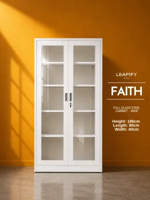 ESTHER | Glass and Steel Cabinet With Drawers by Leapify Steel- Office & Kitchen Heavy Duty Cabinet