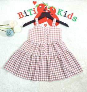 Đầm bé gáiváy trẻ em BITIKIDS họa tiết caro size 0 đến 8 tuổi.