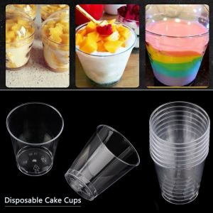 NAMSHEVA 30/50X Drinks Decorating Tools Reusable Round Reusable Muffin Cup Disposable Dessert Cups Plastic Transparent Cupcake