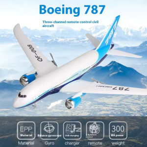 RC Airplane Boeing Jet 787 Glider Qf008 2.4G Electric Remote Control Plane Three-Channel Fixed Wing Aircraft Passenger Jet Model Toy Kid Gift