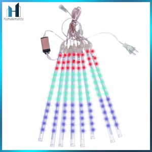 【Homelements】 8Pcs 30CM LED Meteor Shower Rain Lights Wear Resist Dynamic Fairy String Light IP65 Waterproof Shiny Xmas Lights for Christmas Holiday Decoration