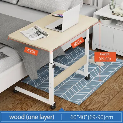 Movable Bed Desk Height Adjustable Bedside Portable Lifting Laptop Table with Wheel Home Computer Desk Bedroom Meja Belajar Meja Komputer 床边书桌