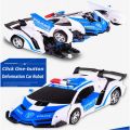 Original 2 IN 1 Remote Control Transform Car Bots Deformation Car Kids Boys Toys RC Transforming Robot Police Car Toy for Kids Birthday Gift（with battery）. 