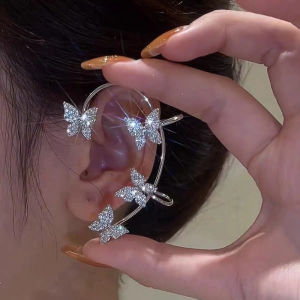 Korean Style Butterfly Star Earrings Crystal Chain Tassel Gold Silver Ladies Accessories Jewelry