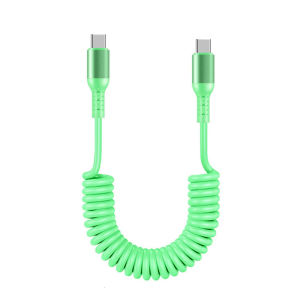 USB Type C Spring Coiled Cable Wire Double Male End Connectors Wire Phones Fast Charging Cord for Laptops Tablets