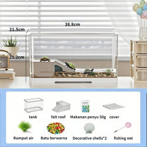Turtle Tank Kit Ecologicale Reptile Tank Habitat Kit 360° Aquarium Starter Kit with Basking Platform