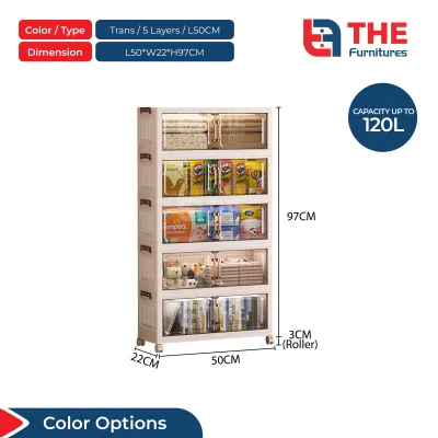 THE L50-90cm 2 Doors Multipurpose Foldable Storage Cabinet Stackable Box With Rollers