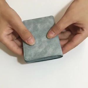 LZD Mini Wallet Card Holder Mens Ultra-Thin Multi-Functional Driving License Leather Case Multiple Card Slots Id Card Holder Vertical Card Clamp Women