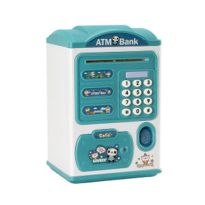 Electronic Piggy Bank Fingerprint ATM Password Carton Musical Money Box Cash Coins Saving Box ATM Bank Automatic Safe Box Deposit Banknote Christmas Gift for Children Kid