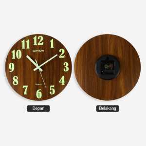 Jam Dinding Bulat Bersinar Menyala dalam Gelap Quartz Luminous Glow in The Dark 30cm | Jam dinding rumah kamar tidur ruang tamu kantor ruangan kerja | Taffhome
