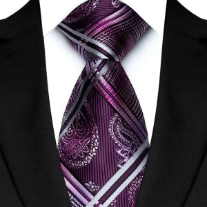 New Mens Tie 8CM Neckties for Man Classic Jacquard Woven Plaid Stripes Dot Solid Purple Color Neck Ties Neckwear for Man Formal Wedding Party Business Dress Gravata Corbatas