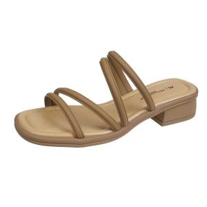 [FreeShipping] Korean-style square-toed soft-soled sandals for women summer outdoor wear 2026 new versatile flat-soled non-slip fashionable simple slippers