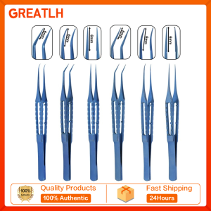 GREATLH 6mm Head Titanium Hair Transplant Implanter Forceps Fue Hair Transplant Tweezers Curved/Straight/Angle Forceps