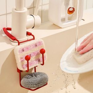 YOUYO Metal Sink Drying Rack Iron Rustproof Sponge Holder Storage Shelf Wall Sucker Dish Cloth Shelf Kitchen