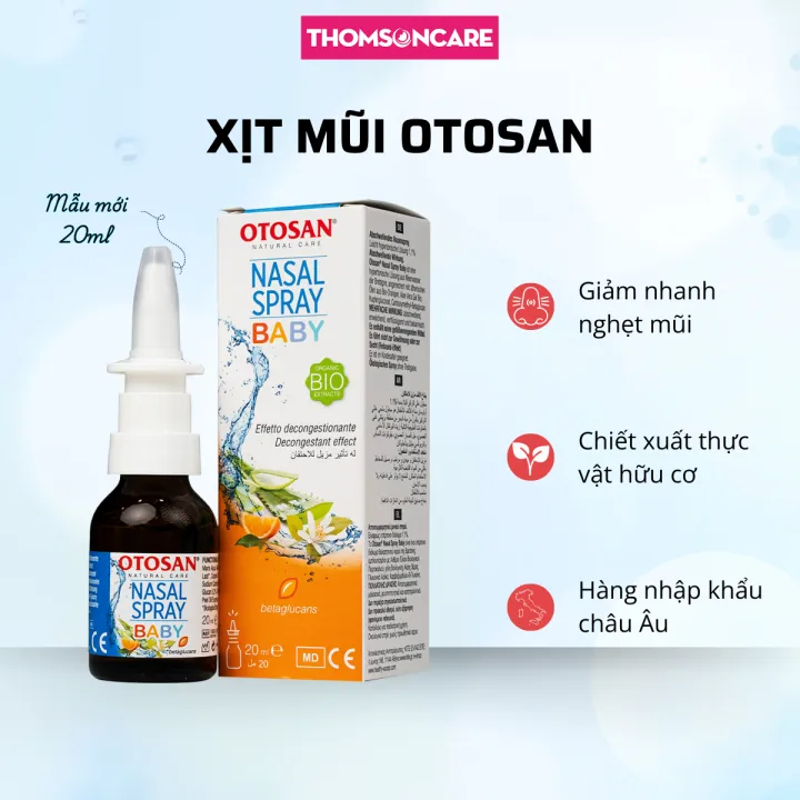 Xịt mũi cho trẻ Otosan - Từ Lô hội Keo ong giúp giảm mũi dị ứng, xoang, làm sạch khoang mũi thông mũi cho bé - Lọ 20ml Nhập khẩu từ Ý