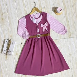 Gamis Anak Perempuan Terbaru Crinkle Airflow mix Katun Free Belt 1-12 Tahun