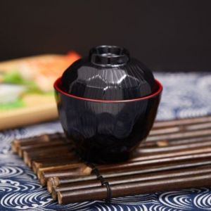 JESJELIU Soup Container Miso Soup Bowl With Lid Double Color Japanese Flower Bowl  Maple Leaf Soup Bowl with Lid Dining Accessories