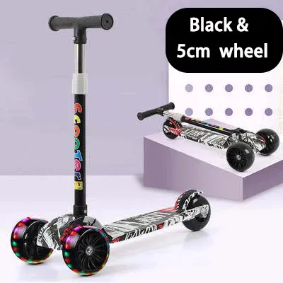 Foldable Kids Scooter with Flash Wheels Adjustable Height Skuter For Boy and Girls Outdoor Sport