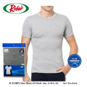Kaos Dalam Pria Oblong R-Neck RIDER R 223 BA Abu Misty Isi 1Pcs