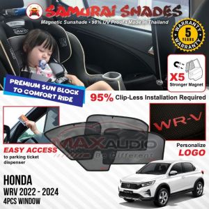 Car Sunshade HONDA WRV WR-V 2022 - 2024 X5 STRONG MAGNET SAMURAI SHADES Magnetic Sun Shade Pelindung Matahari Kereta