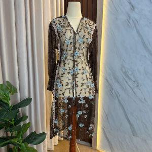 Delova Wardrobe - YUMNA TUNIK Feminine Outfit Tunik Brukat Vintage Bordir Premium Outfit Atasan Wanita Outer Rompi Renda Luaran Baju Pakaian Tulle Tile Lace Brokat Prada Viral Lebaran Raya Kebaya Kondangan Wisuda Kekinian Simple Elegan Chinese Vest