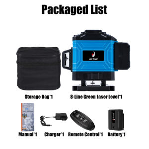 👍🏻👍🏻NERE 8 Line Laser Level 360° Rotary Cross 3D 4D Green Light Self Leveling Horizontal Vertical Oblique Level 激光水平仪