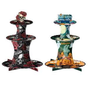 Mysterious 3 Layer Gothic Cake Stand Halloween Party Supplies Portable Durable Paper Materials Dessert Rack