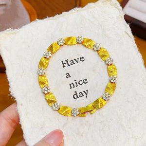 Gold And Diamond Satin Bracelet New Chinese Style Plated Satin Ribbon Bracelet Elegant Versatile Diamond Embedded Fashion Design Hand Jewelry