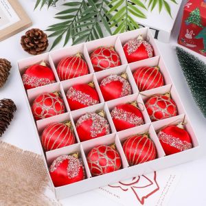 WISHAHA 16Pcs/set 16 Pcs Christmas Balls Ornaments Silk 6 CM Hanging Ornaments Festive Special-Shaped Design Christmas Tree Ornaments Christmas Party