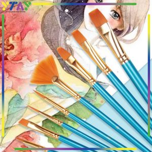 10pcs/Set Professional Nylon/ Matte Blue Rod/ Lukis Oil Brush/Paintbrush Nylon/Watercolor Pen Set Art Supplies