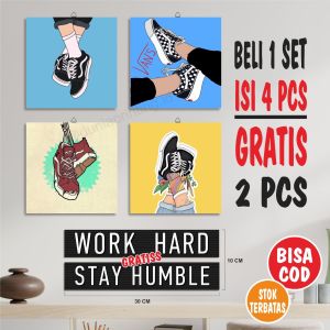 Hiasan Kamar Anak Muda - Tema Sepatu - Beli 1 set free 2 pcs - siap Pajang