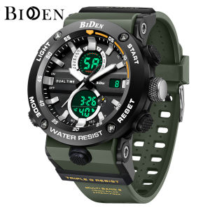 BIDEN Jam Tangan Pria Digital&Analog Original Olahraga Multifungsi Alarm Anti Air Tali Silikon Jam Tangan Cowok