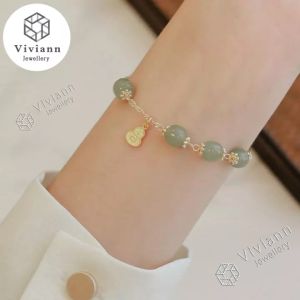 Viviann Original Hetian Jade Bracelet Women Wristband Gold Wealth & Good Luck Women Bracelets For Woman Jewelry Bracelets Korean Fashion Accessories Girls Gift