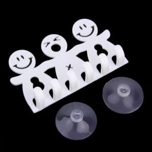 【beauty-sunshine】1 Pcs Toothbrush Holder Wall Mounted Suction Cup Cute Cartoon Smile Bathroom Set Bathroom Accessories